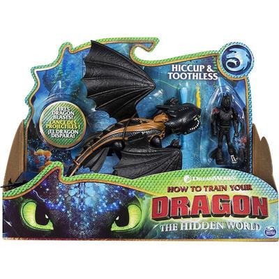 Dreamworks Toothless And Hiccup, Dragon With Armored Viking Figure