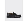 Burton Mens Textured Leather Penny Strap Loafers - Black - Black - 12