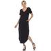 White Mark Short Sleeve V-Neck Maxi Dress - Black - M