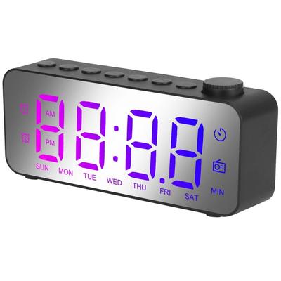 Fresh Fab Finds RGB LED Digital Alarm Clock - 8 Alarm Sounds, 8 Font Colors, 16 Volumes, 5 Dimmer Modes, 3 Alarm Settings - Black