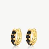 Classicharms Daniela Gold Huggie Hoop Onyx Black Zirconia Earrings - Gold