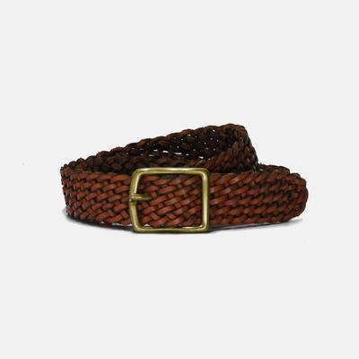 Curated Basics Brown Woven Leather Belt - Brown - ...