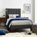 Inspired Home Telford Beige Linen Twin Size Platform Bed - Grey