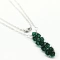 Alexa Martha Designs Silver Vertical Beaded Crystal Bar Necklace - Green - 18 INCHES