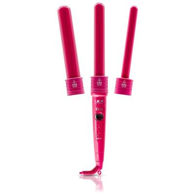 ISO Beauty Trio 3-In-1 Interchangeable Professional Tourmaline-Infused Ceramic Curling Set - Red