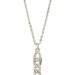 Sterling Forever CZ Studded Figaro Link Pendant Necklace - Grey