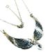 Alexa Martha Designs Silver Sculpted Angel Wings Crystal Drop Necklace - Grey