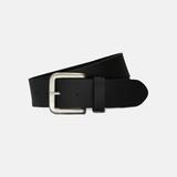 Curated Basics Wide Black Leather on Steel Buckle Belt - Black - M