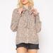 Pleione Women's Long Sleeve Inner Cami Tie Neck Blouse Top In Blush Leopard - Brown