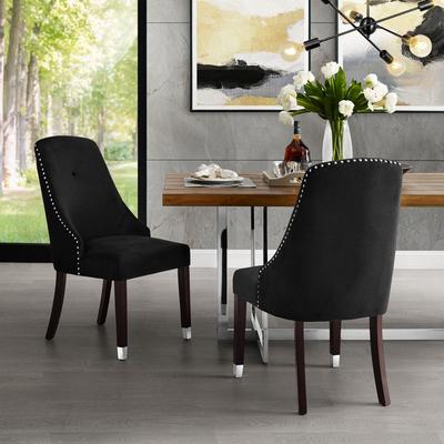 Inspired Home Armless Dining Chair - Velvet - Black