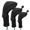 Fresh Fab Finds 3Pcs Long Neck Mesh Golf Club Head Covers Set Long Knit Protection Cover With Interchangeable No. Tags Fit For Fairway Driver Woods - Black