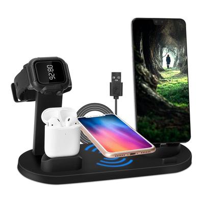 Fresh Fab Finds 4-In-1 Wireless Charger Dock: Fast Charging Station For iPhone, iWatch, AirPods - Fits iPhone 11/11Pro/XS/XR/MAX/X/8 Plus/8 S - Black