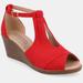 Journee Collection Women's Tru Comfort Foam Narrow Width Kedzie Wedge Sandals - Red - 6.5