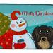 Caroline's Treasures 14 in x 21 in Snowman with Longhair Black and Tan Dachshund Dish Drying Mat
