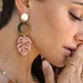 Ettika Tropics Blush Pink Resin Palm Leaf & 18k Gold Plated Earrings - Gold - ONE SIZE ONLY