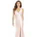 Alfred Sung V-Neck Halter Satin Trumpet Gown - D761 - Pink - 2