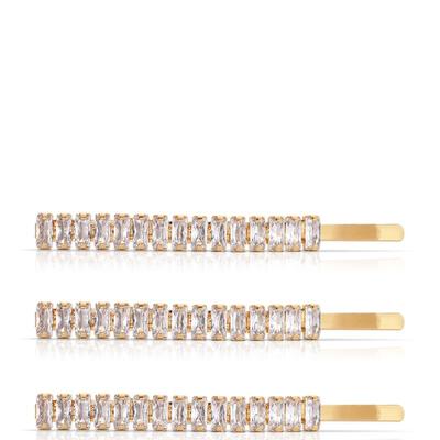 Ettika Narrow Crystal Roads Hair Pin Set - Gold - ONE SIZE ONLY