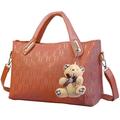 Fresh Fab Finds 1Set/4Pcs Women Leather Handbag Lady Shoulder Bags Tote Satchel Purse Card Holder - Brown - Brown