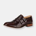 LIBERTYZENO Auburn Leather Oxford Style Monk Straps - Brown - 13