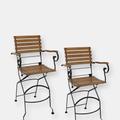 Sunnydaze Decor Set of 4 Patio Folding Bistro Chair With Arms Chestnut Outdoor Garden Seating - Brown - 2 PACK