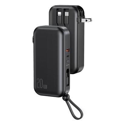 Fresh Fab Finds 10K mAh Portable Charger With 3 Cables - PD20W QC18W Fast Charging Power Bank - 5 Outputs - iOSPhone 14 - Black - 10000mAh