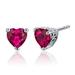 Peora Ruby Stud Earrings Sterling Silver Heart Shape 2 Carats - Pink