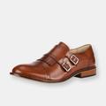 LIBERTYZENO Auburn Leather Oxford Style Monk Straps - Brown - 12