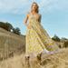 Eddy Gavin Fringe Midi Dress - Cream/Canary Floral Print - Yellow - XL