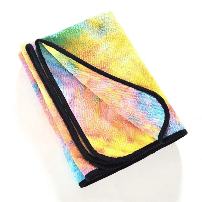 Jupiter Gear Tie Dye Yoga Mat Towel with Slip-Resistant Grip Dots - Yellow
