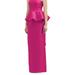 Alfred Sung Strapless Satin Maxi Dress With Cascade Ruffle Peplum Detail - D858 - Pink