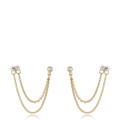 Ettika Two Hole Piercing Chain Dangle Earrings - Gold - OS