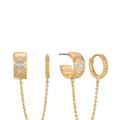 Ettika Double Piercing Bezel Crystal 18k Gold Plated Dangle Earrings - Gold