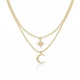 Ettika Celestial Moon And Star 18k Gold Plated Layered Necklace - Gold - ONE SIZE ONLY
