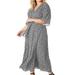 Standards & Practices Women's Plus Size Sparkler Print Kimono Wrap Maxi Dress - Grey