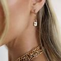 Ettika Golden Hoop 18k Gold Plated Earrings with Star Lock Charm - Gold - ONE SIZE