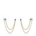 Ettika Two Hole Piercing Chain Dangle Earrings - Blue - OS