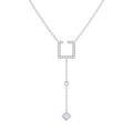 LuvMyJewelry Street Light Open Square Bolo Adjustable Diamond Lariat Necklace in Sterling Silver - Grey