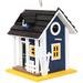 Sunnydaze Decor Sunnydaze 9.25 in Wooden Cozy Home Birdhouse with Solar LED Light - Blue - Blue