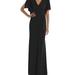 Dessy Collection Faux Wrap Split Sleeve Maxi Dress With Cascade Skirt - 3107 - Black - XL