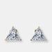 Genevive Genevive Sterling Silver Gold Plated Cubic Zirconia Triangle Earrings - Gold - 10.5 MM W X 10.5 MM L X 6.5 MM D