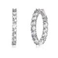 Rachel Glauber White Gold Plating with Clear Cubic Zirconia Inside Out Hoop Earrings - White