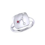 LuvMyJewelry Cancer Crab Ruby & Diamond Constellation Signet Ring In Sterling Silver - Grey - 5.5