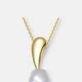 Genevive Sterling Silver Gold Plated Freshwater Pearl Drop Pendant Necklace - White - 18