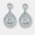 Genevive GENEVIVE Sterling Silver Cubic Zirconia Pear Dangling Earrings - Grey - 12.64MM W X 1 INCHES L X 3.05 D