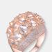 Genevive Sterling Silver Rose Gold Plated Morganite Cubic Zirconia Coctail Ring - Pink - 8