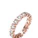 Genevive Sterling Silver With Rose Gold Plated Clear Cubic Zirconia Band Ring - Pink - 5