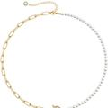 Rachel Glauber Rachel Glauber 14K Gold Plated Initial Pearl Link Chain Necklace - Gold - D