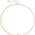 Rachel Glauber Rachel Glauber 14K Gold Plated Initial Pearl Link Chain Necklace - Gold - X