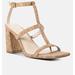 Rag & Co Mirabella Open Square Toe Block Heel Sandals In Natural - Brown - US 9