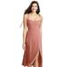 Dessy Collection Bustier Crepe Midi Dress With Adjustable Bow Straps - 3069 - Pink - 14